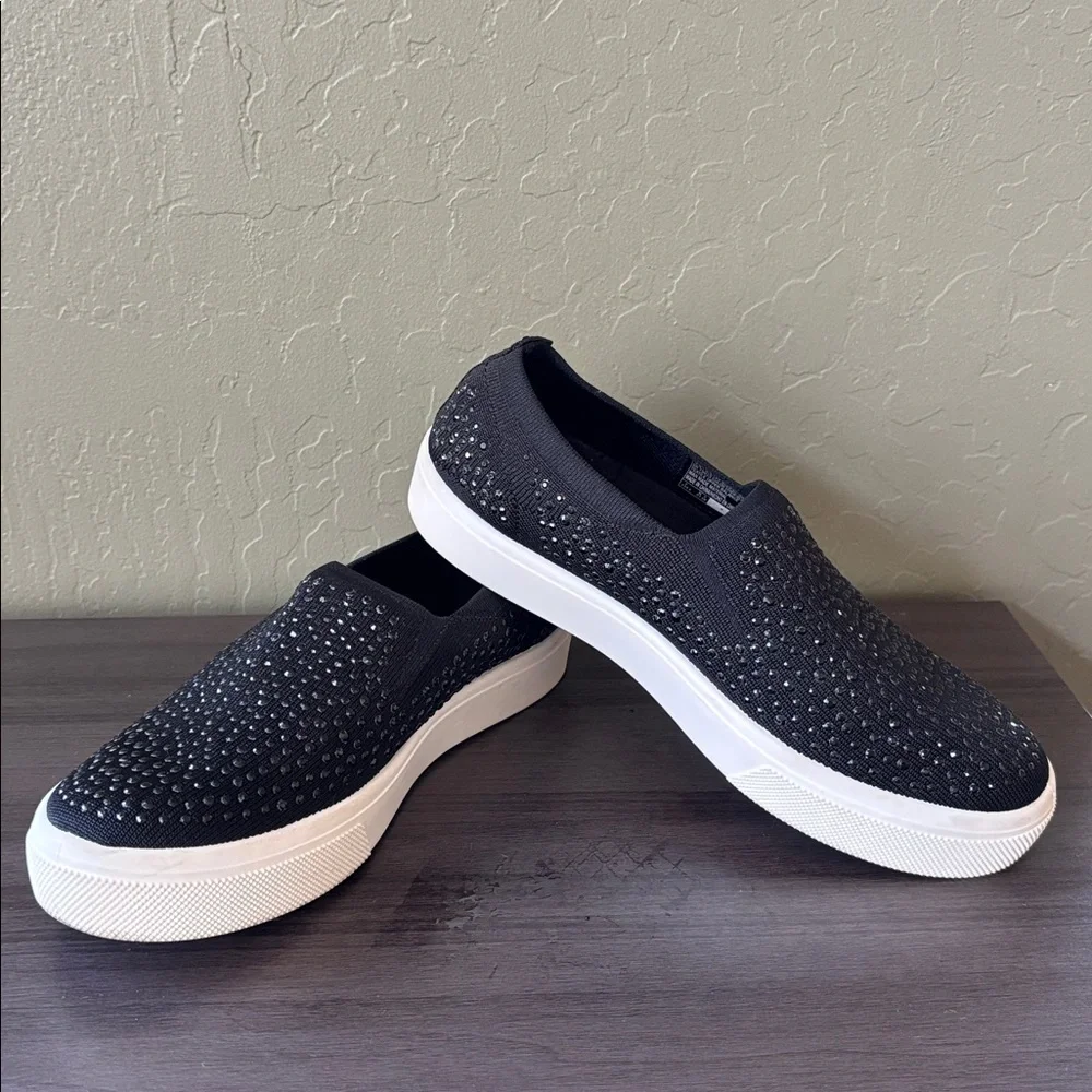 Skechers Poppy Black Knit Studded Slip In Sneaker Size 7.5‎